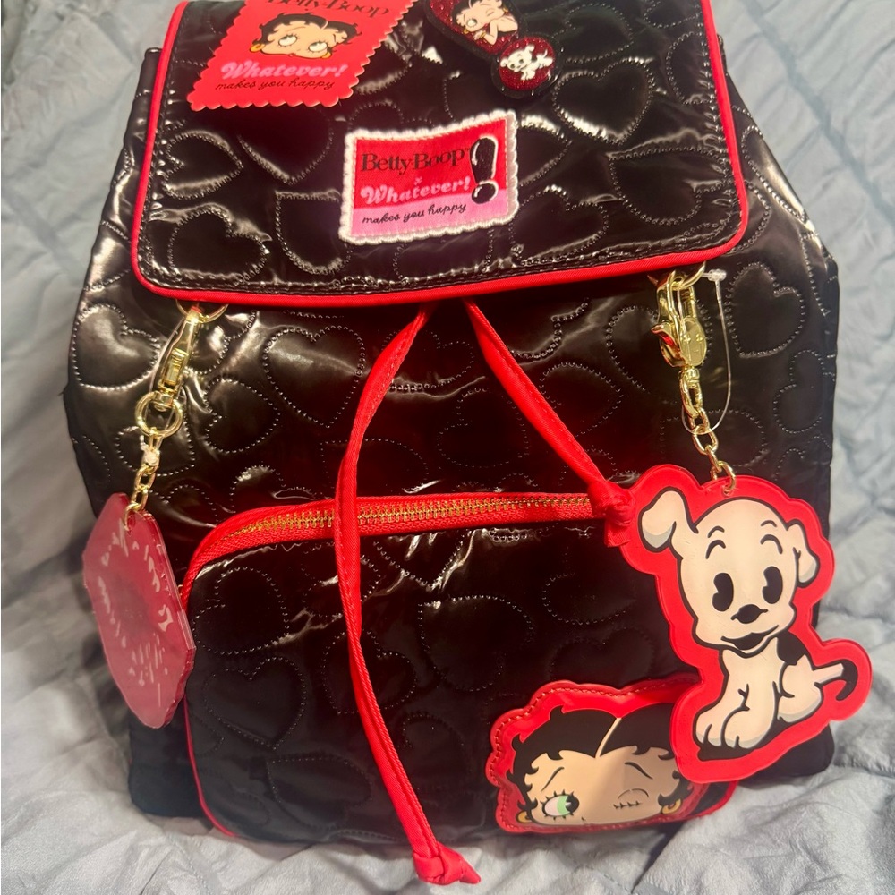 Betty Boop Black and Red Quilted Backpack